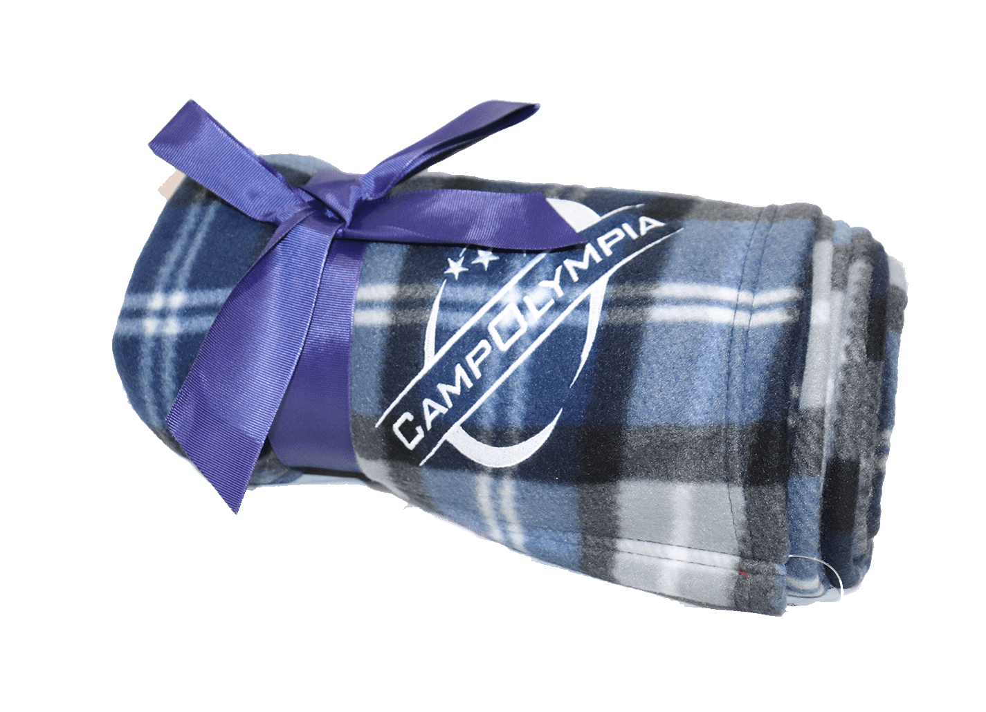 Camp Olympia Fleece Blanket Blue Plaid Camp Olympia