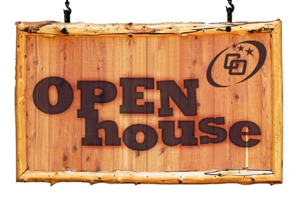 Camp Olympia Open House event logo.
