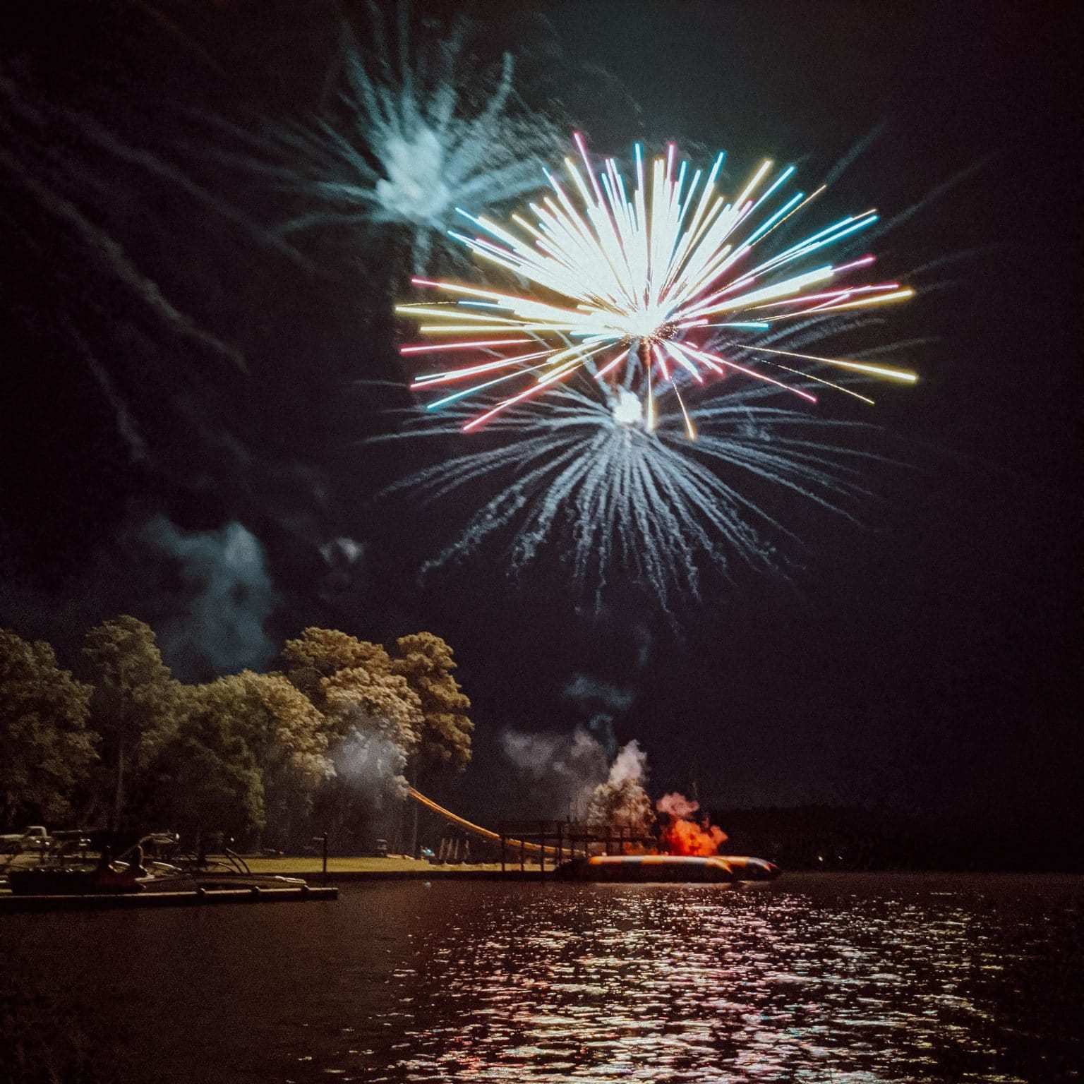 Camp Olympia 4th of July fireworks over Lake Livingston.