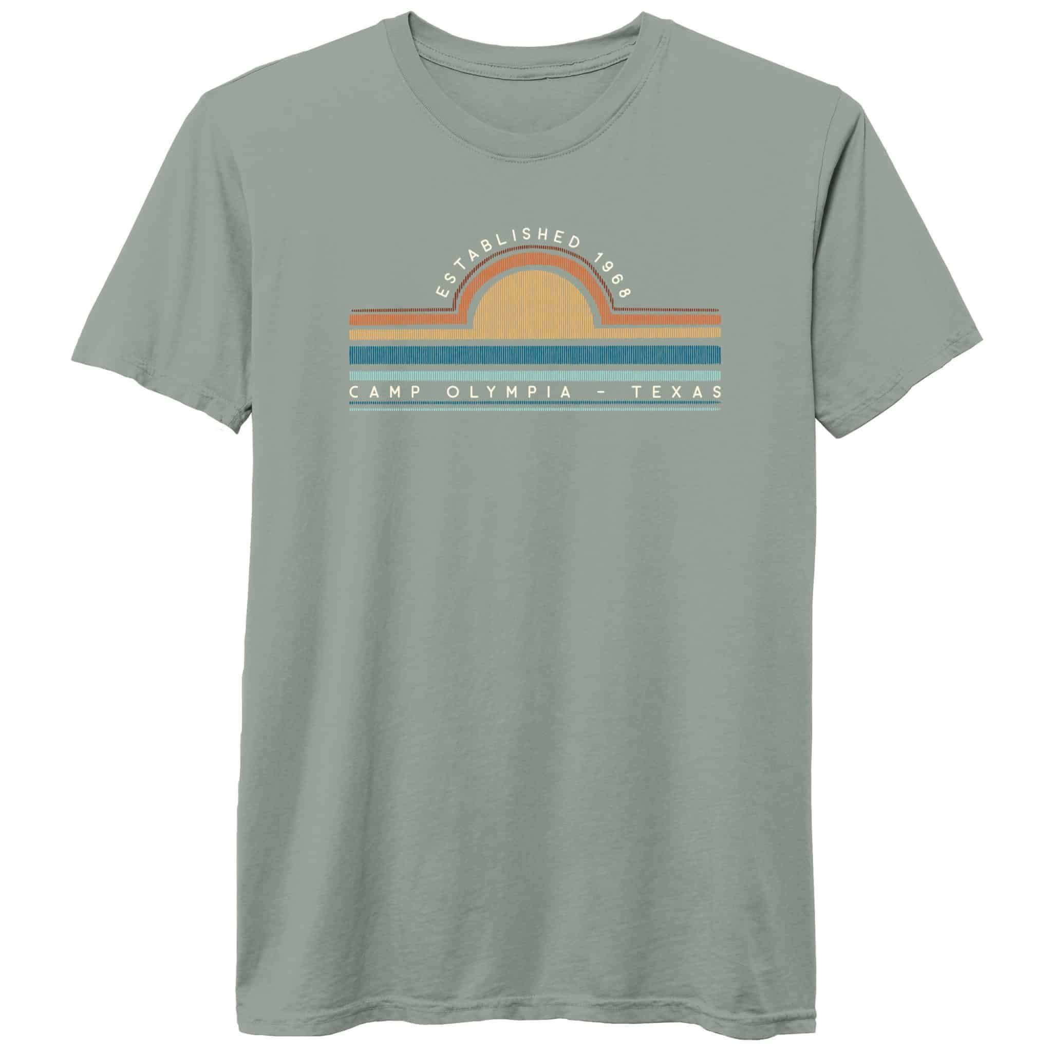 Camp Olympia T-shirt with Stripes - Sage