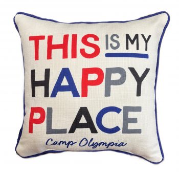 Happy Place Pillow - Blue Trim